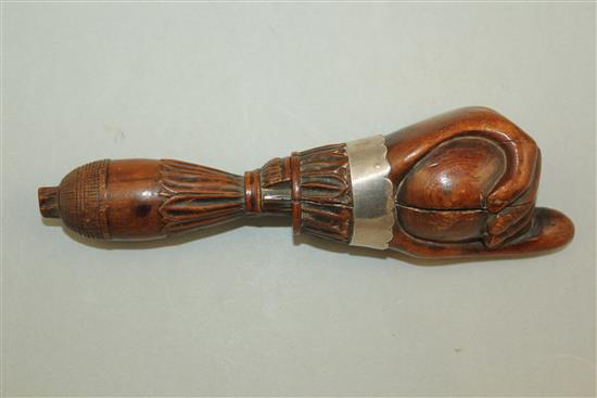 A 19th century carved treen nutcracker, 6.25in.